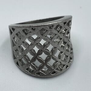 Lia Sophia Silver Toned Lattice Statement Ring 5.5 Chunky Fashion